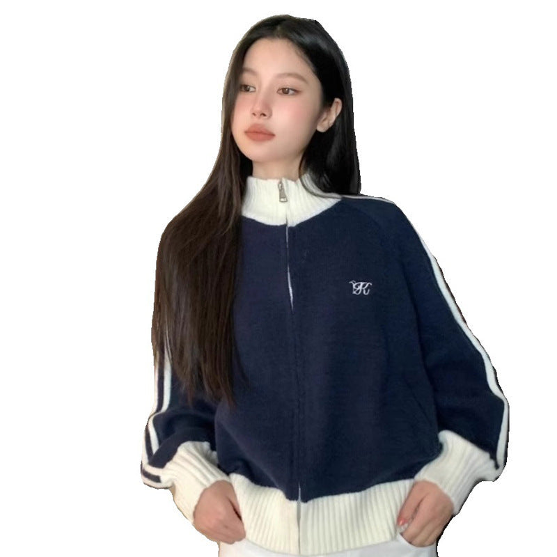 Women's Long-sleeved Stand Collar Sweater Coat