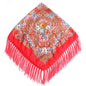Women's Fringed Cotton And Linen Printed Square Scarf