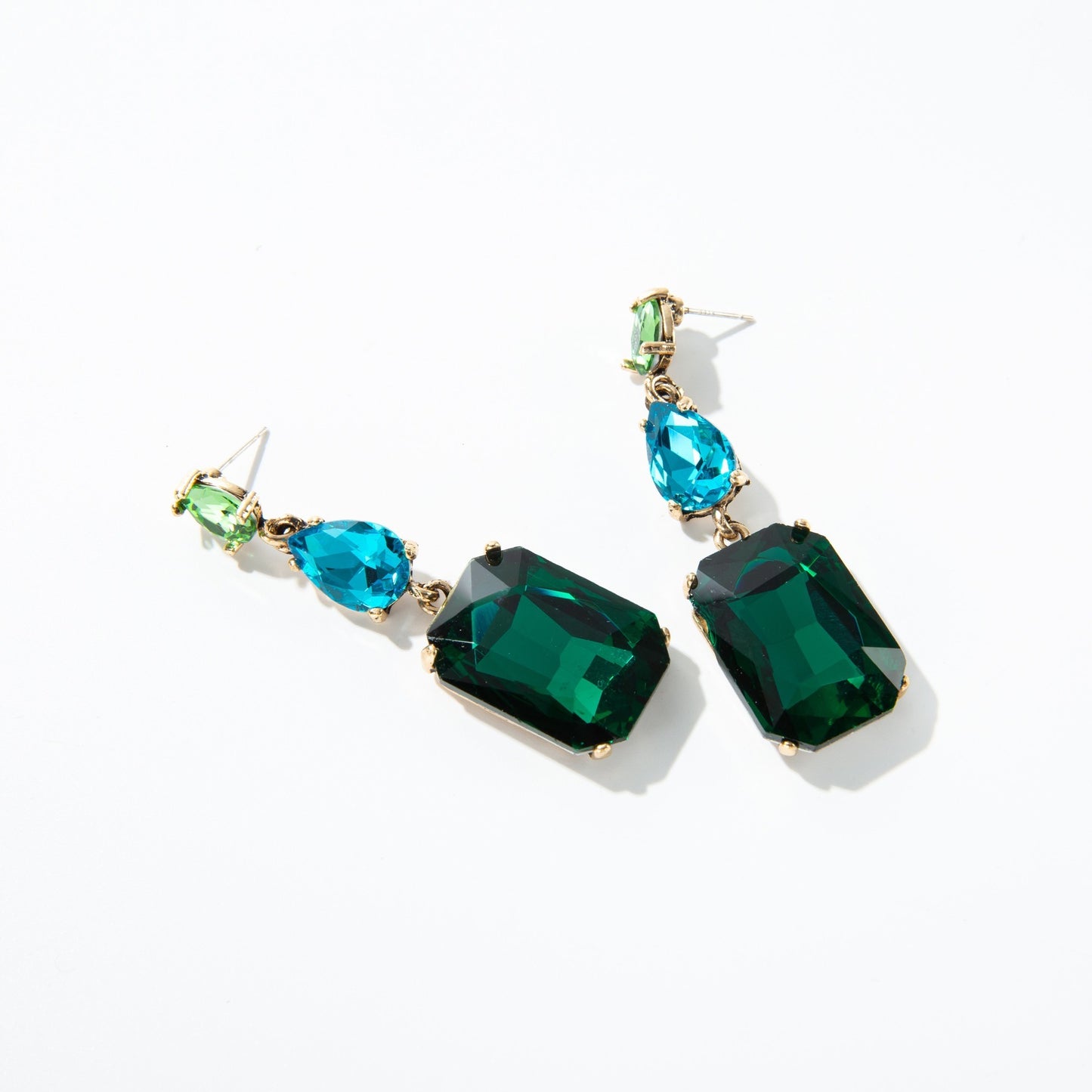Series Geometric Square Water Drop Light Luxury Crystal Stud Earrings