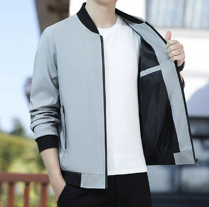 Men's Jacket Spring And Autumn Solid Color Stand Collar Coat