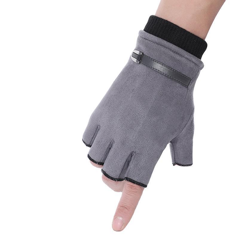 Half Finger Gloves Suede Leaking Finger Sports Outdoor Riding