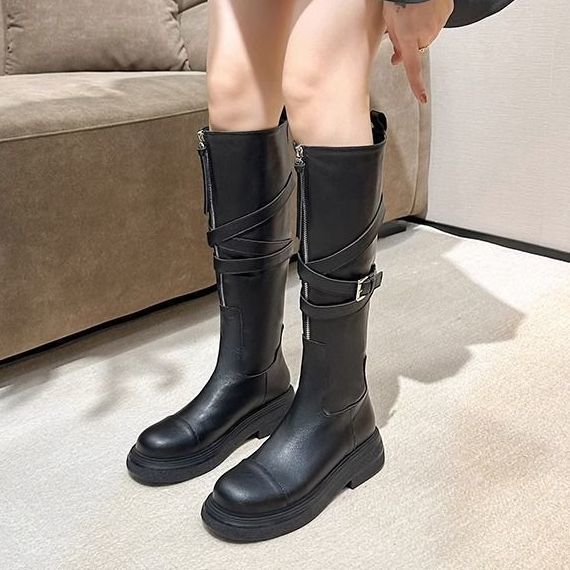 Brown Women's Riding Boots Thin High Tube Long