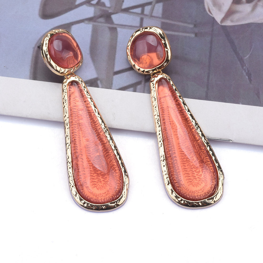 Personality Retro Long Unique Geometric Resin Earrings