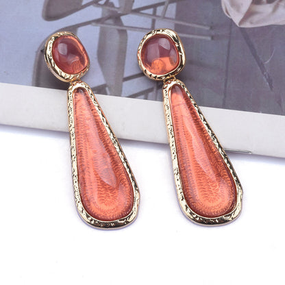 Personality Retro Long Unique Geometric Resin Earrings