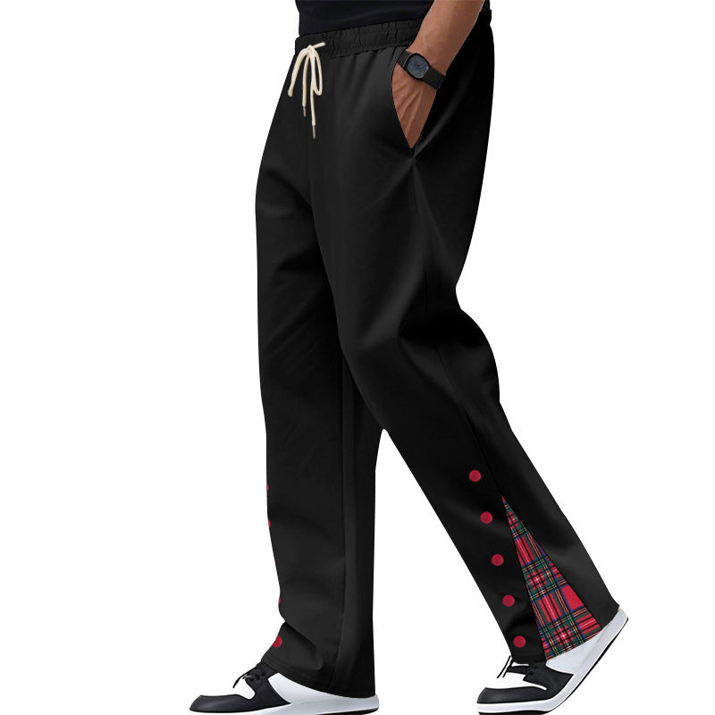 Contrast Color Drawstring No Fly Straight Track Sweatpants