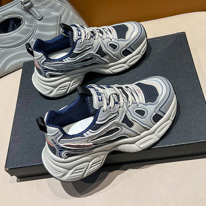 Thick Bottom Breathable Gray Mesh Board Shoes Female