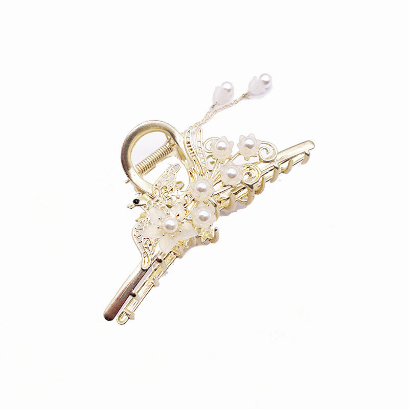 Antique Tassel Large Pearl Clip Metal Hairpin