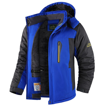 Fleece-lined Thick Jacket Men's Winter Mid-length Cotton-padded Coat