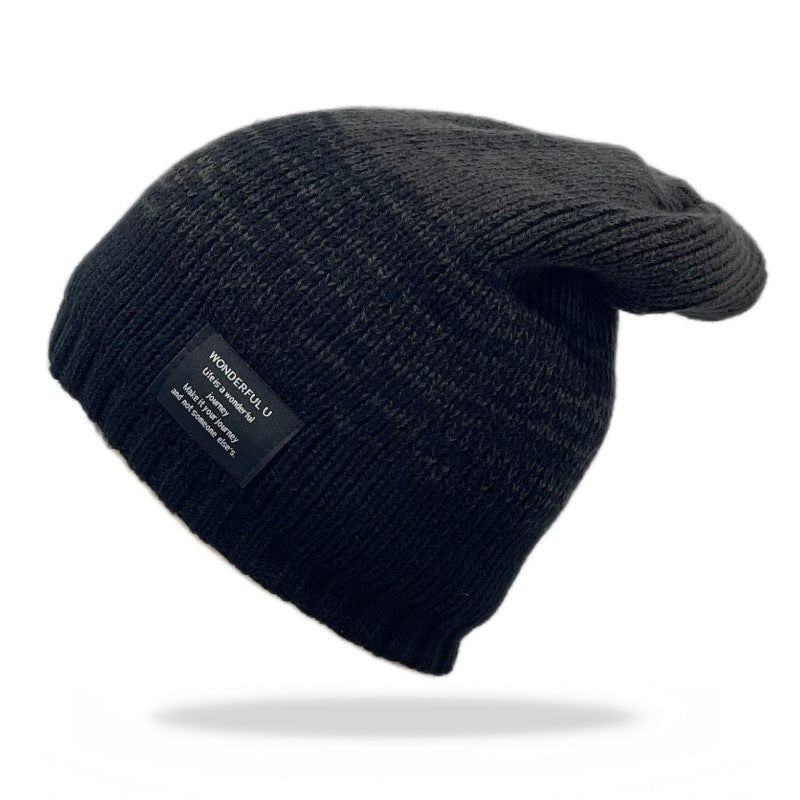 Mixed Color Plus Fluff Knitted Hat Unisex