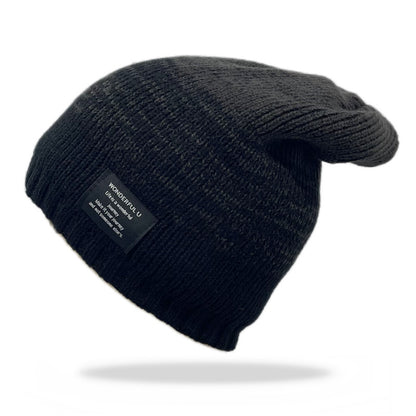 Mixed Color Plus Fluff Knitted Hat Unisex