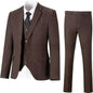 Men's Herringbone Pattern Slim Three Pieces Work Suit