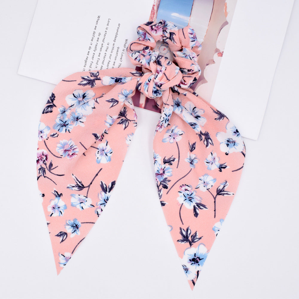 Small floral ponytail long streamer hair band