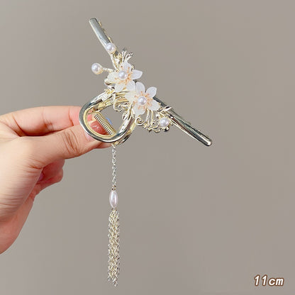 Antique Tassel Large Pearl Clip Metal Hairpin