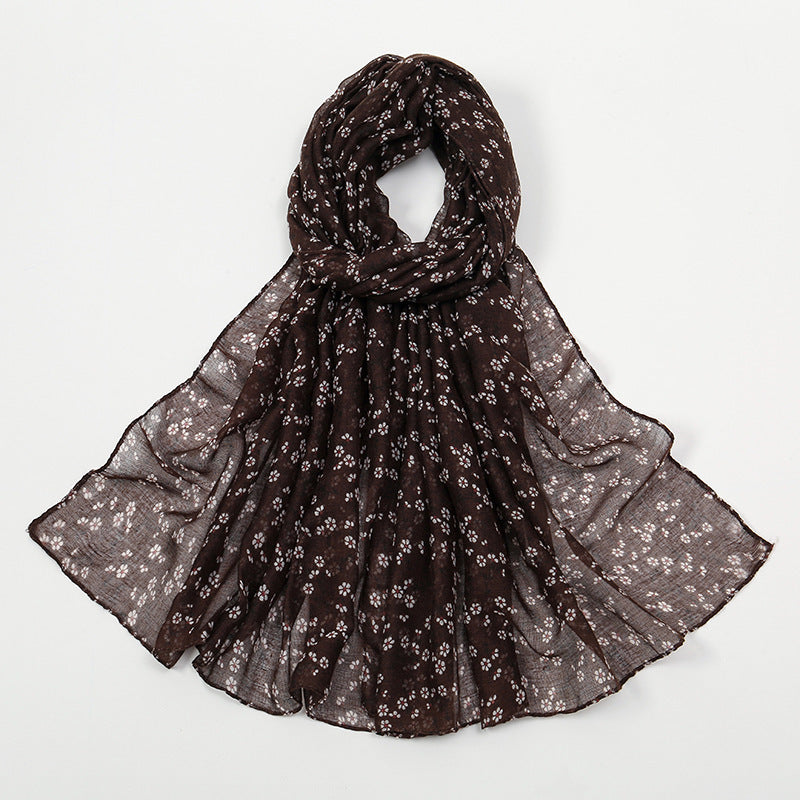 Fashion Floral Polyester Cotton Scarf Artistic Women