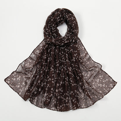 Fashion Floral Polyester Cotton Scarf Artistic Women