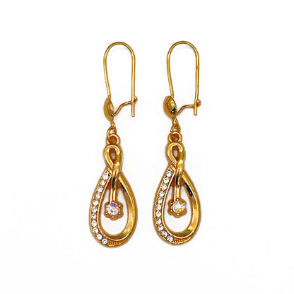 Vintage Inlaid Zircon Shining Diamond Hollowed Fashion Earrings