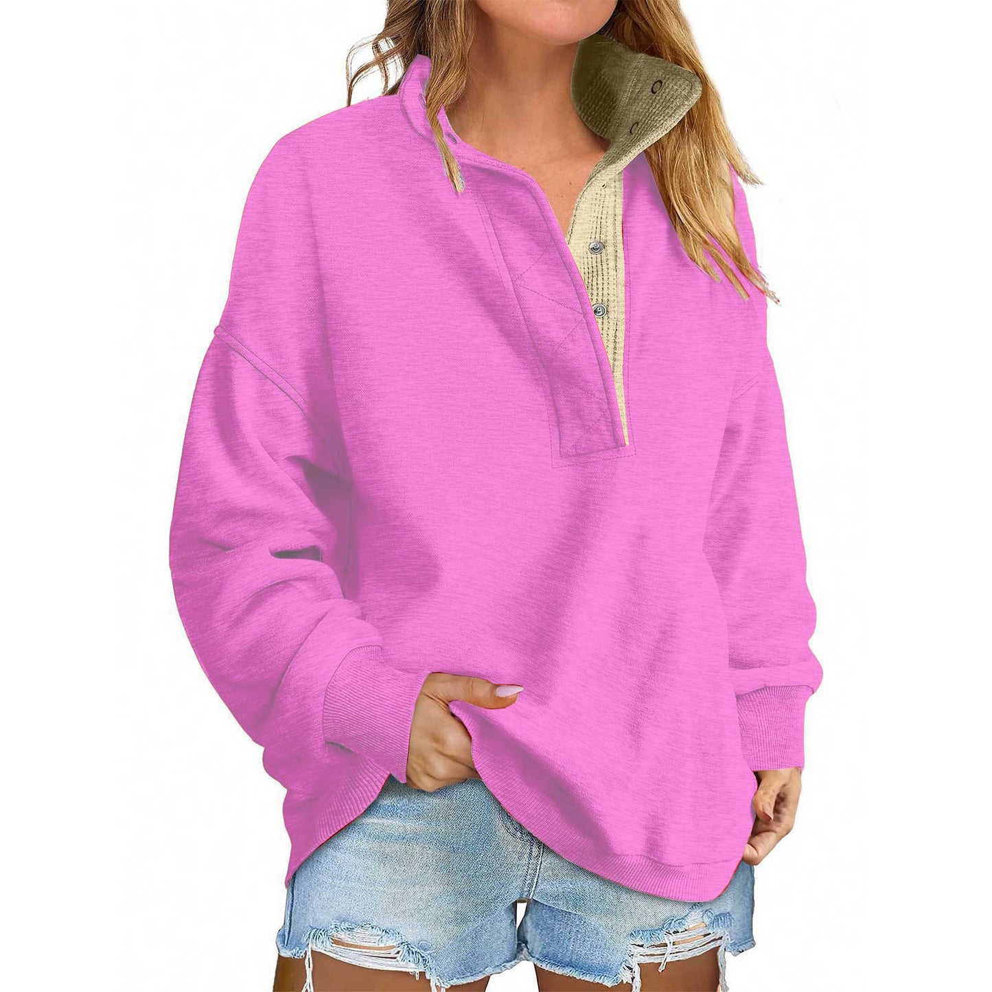 Pullover Leisure Loose Button Sweater For Women