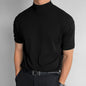 Korean Style Base Shirt Men's Solid Color Turtleneck Short Sleeve T-shirt
