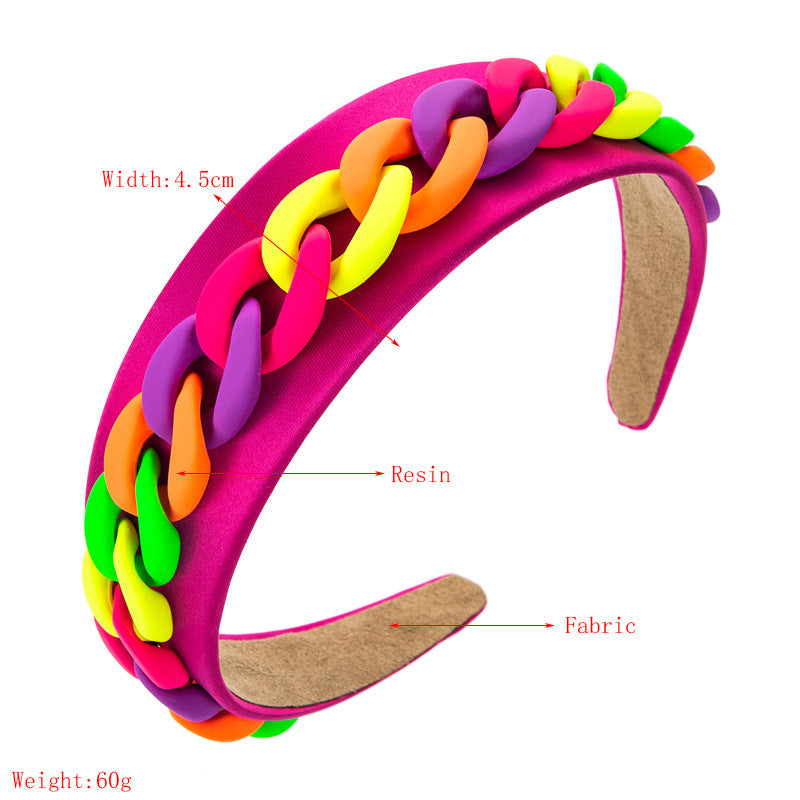 Ladies Wide Brim Colorful Chain Macaron Headband