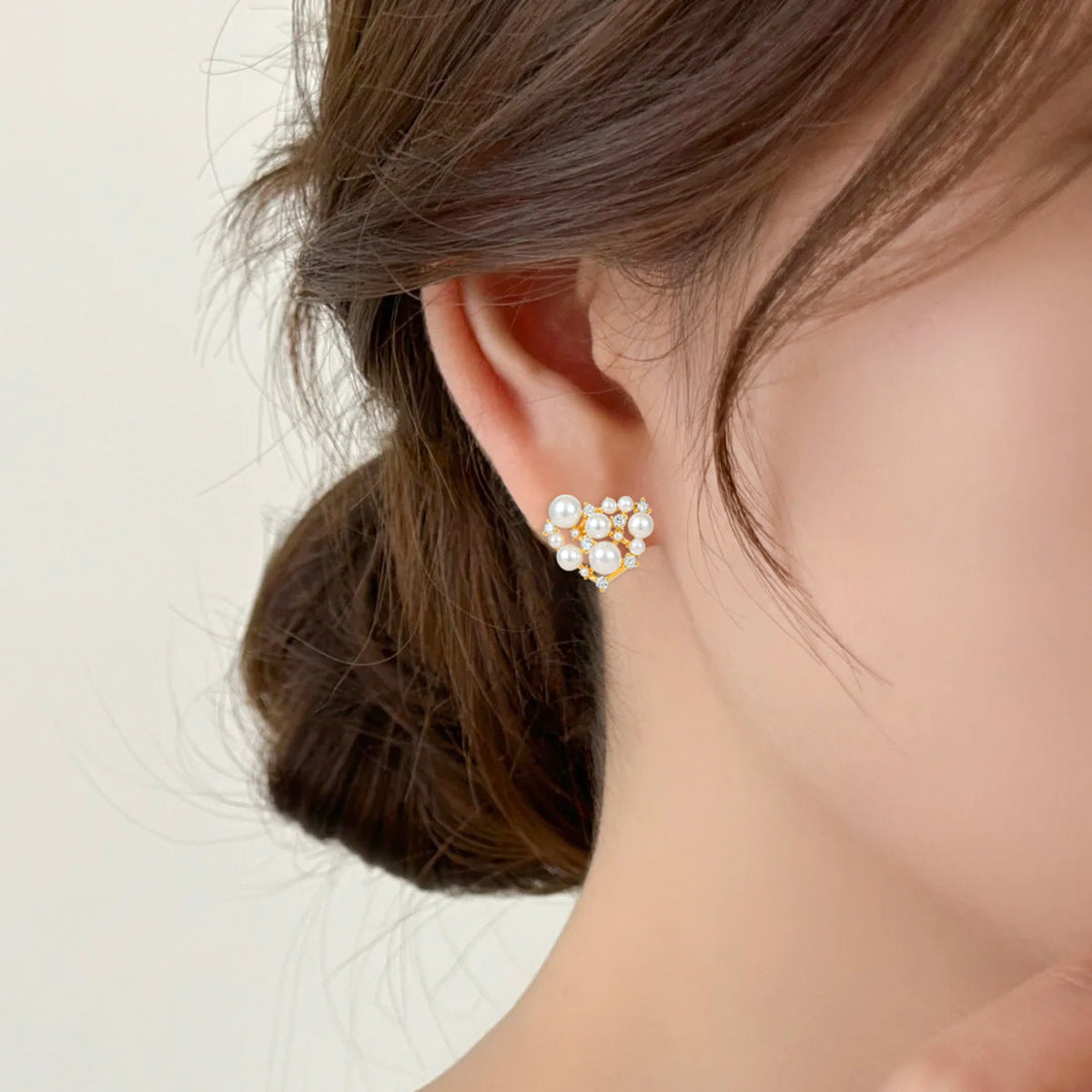 14K Real Gold Plating Light Luxury Pearl Shell Pearl Zircon Gold Plated High Color Retaining Earrings Ear Studs