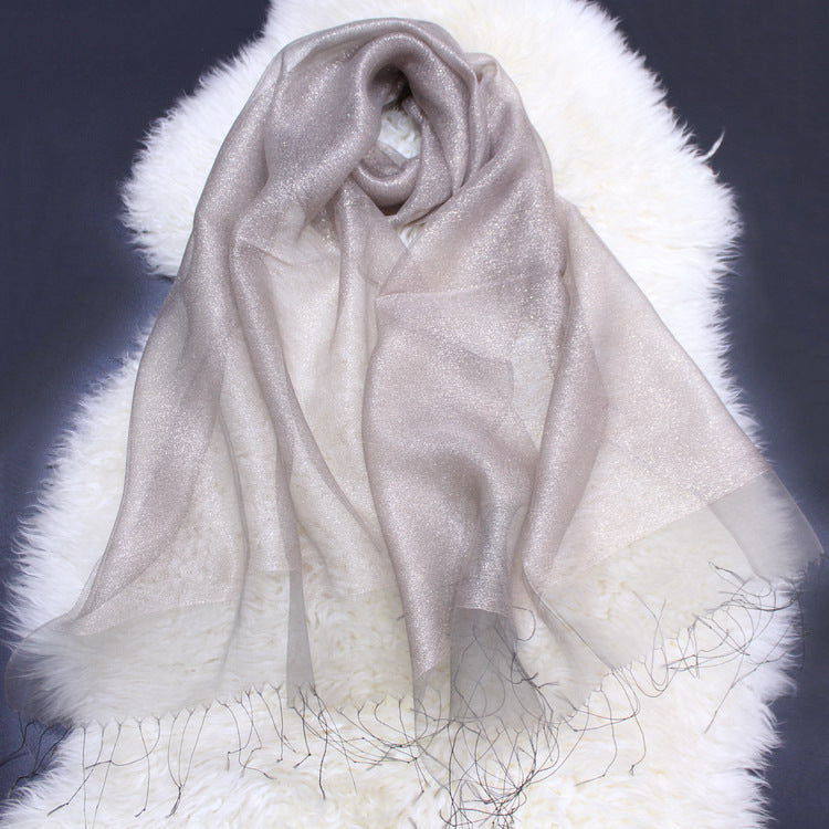 Fashionable And High Grade Lady Silk Double Layer Elegant Silk Scarf