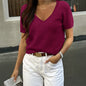 Casual Style Woolen Short-sleeved T-shirt Women's Sweater