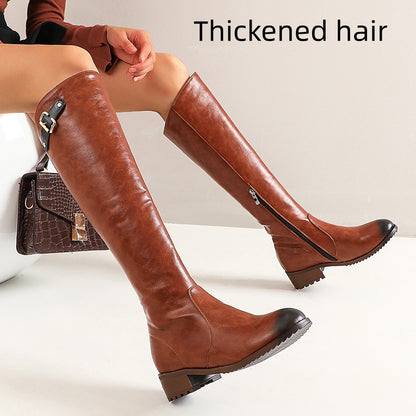 Retro Casual Women's Chunky Heel Knight Boots