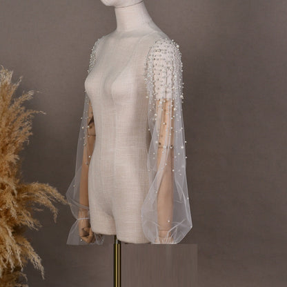High-grade Pearl Mesh Oversleeves Detachable Plus Sleeves Two-way Wear Wedding Accessories