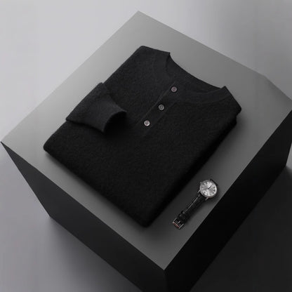 New Men's Round Neck Half Button Sweater