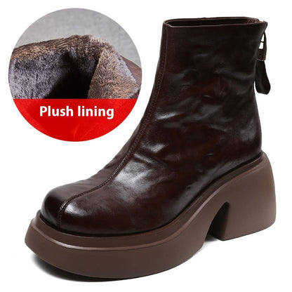 Autumn And Winter New Thick Bottom Chunky Heel Women's Ankle Boots