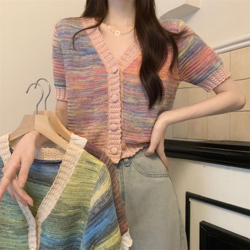 V-neck Knitted Thin Slim Fit Outer Sweater