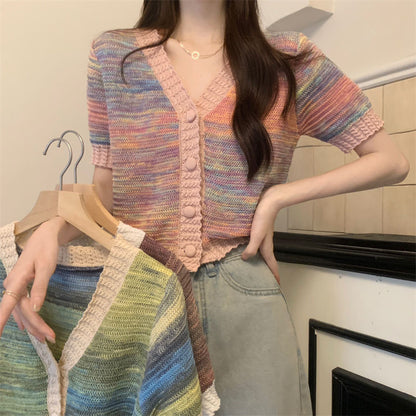 V-neck Knitted Thin Slim Fit Outer Sweater