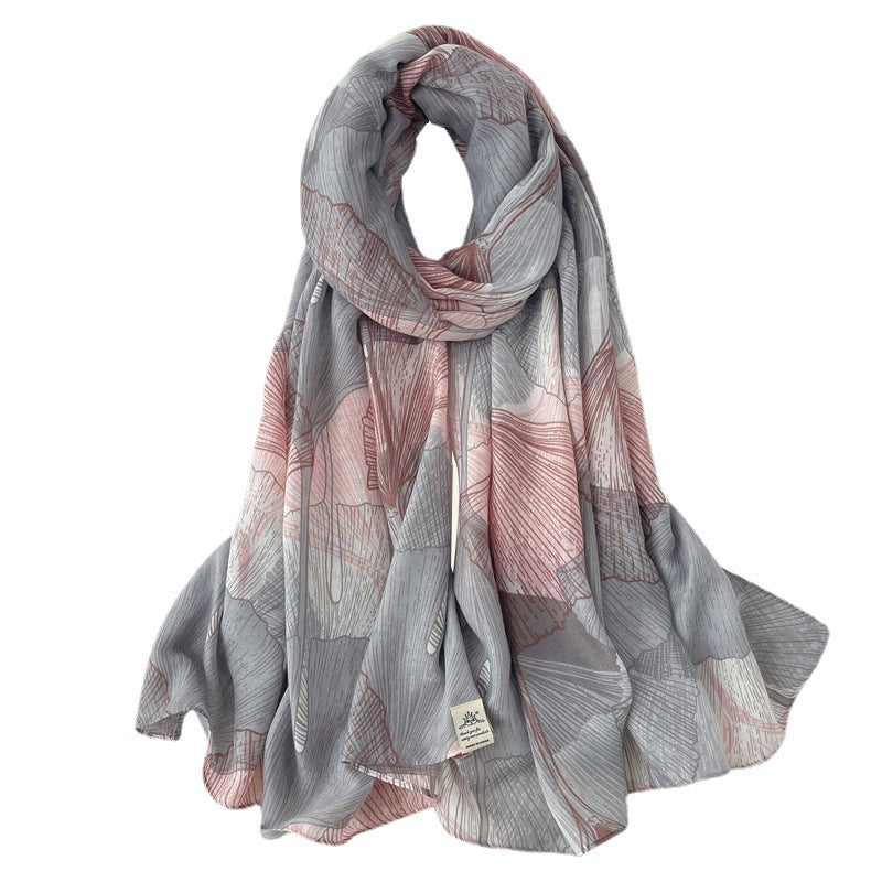 Ginkgo Leaf Scarf Women's Simple Line Versatile Decorative Shawl
