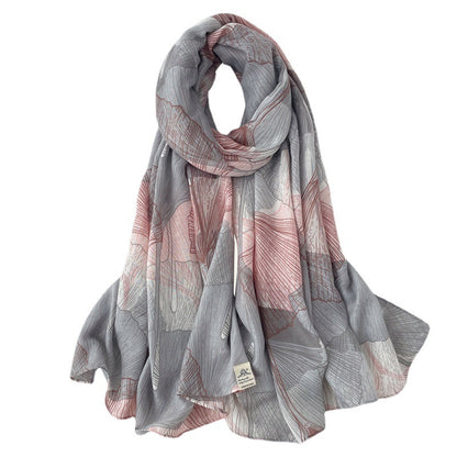 Ginkgo Leaf Scarf Women's Simple Line Versatile Decorative Shawl
