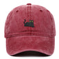 Black Cat Embroidered Washed Baseball Cap Sun Hat