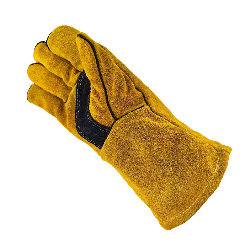 Outdoor Camping BBQ Gloves Welding Non-slip Wear-resistant Protective Leather Gloves Heat Insulation
