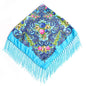 Women's Fringed Cotton And Linen Printed Square Scarf