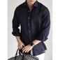 Cotton Linen Blended Yarn-dyed Long-sleeved Casual Business Style Solid Color Shirt