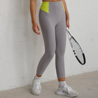 Rib Color Contrast Running Slim Fitness Suit Women Shock Absorbing Gathering Sports Bra