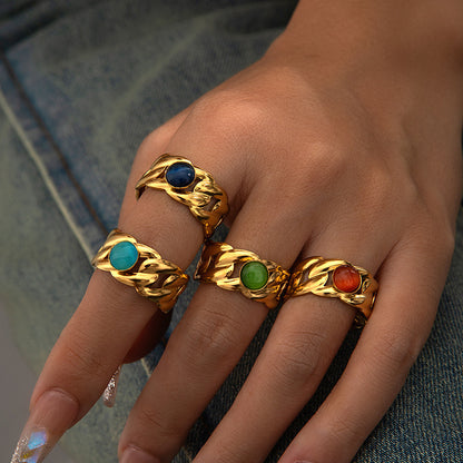 Trendy Niche Titanium Steel Ring 18K Gold Plating High Sense