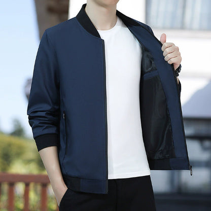 Men's Jacket Spring And Autumn Solid Color Stand Collar Coat