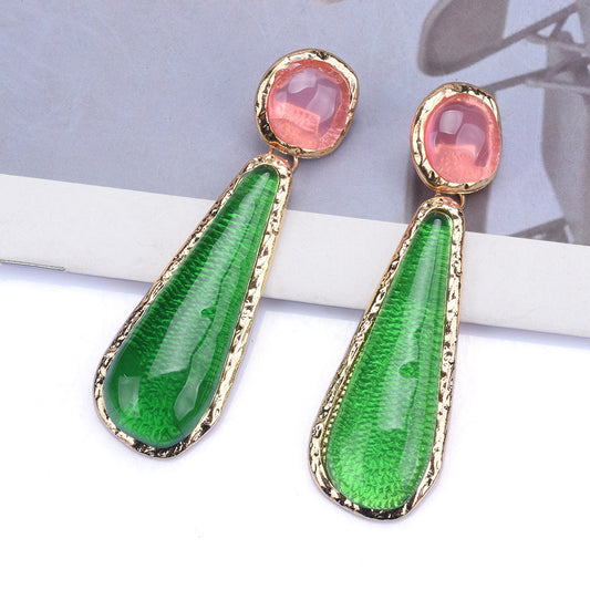 Personality Retro Long Unique Geometric Resin Earrings