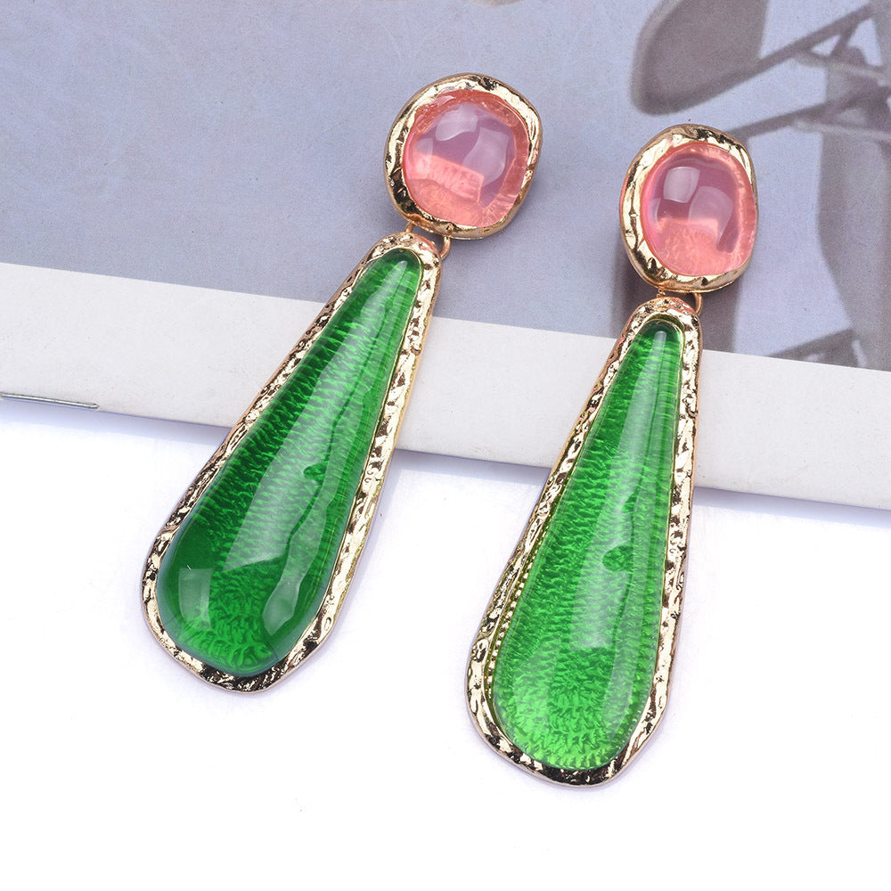 Personality Retro Long Unique Geometric Resin Earrings