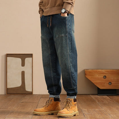 Loose Elastic Long Jeans For Men
