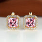 Platinum Super Square Full Diamond Large Zircon Stud Earrings