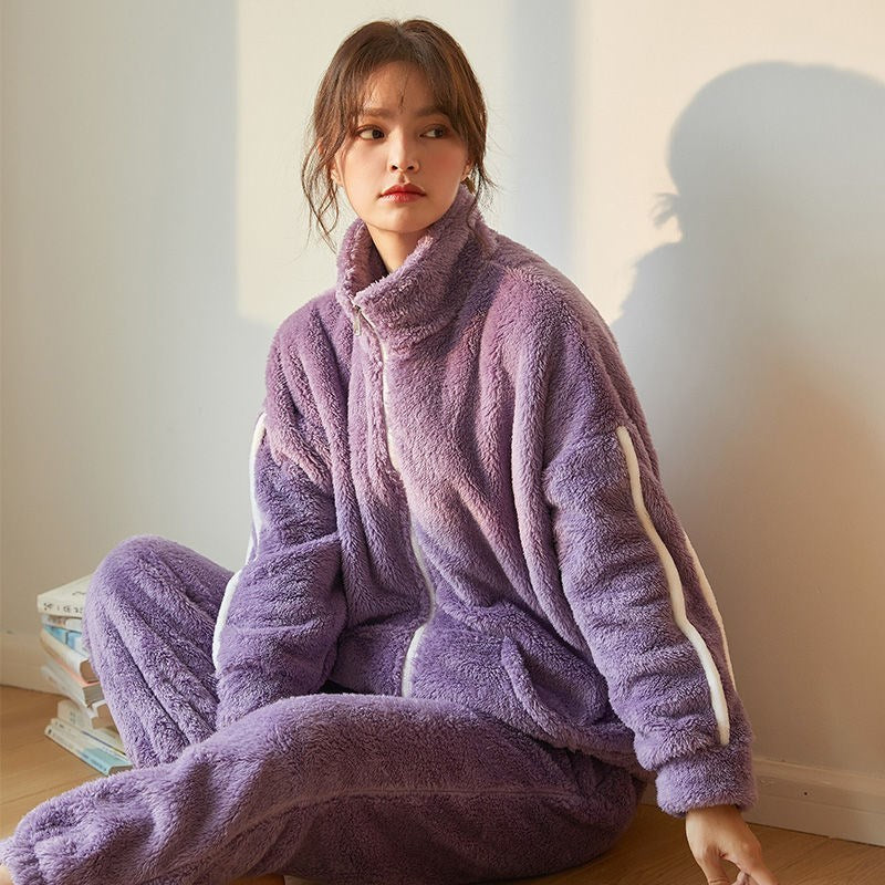 Coral Velvet Thickened Pajamas Women Autumn And Winter Models