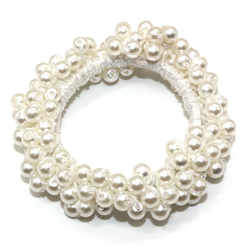 Handmade Crochet Rubber Band Hair Tie Pearl