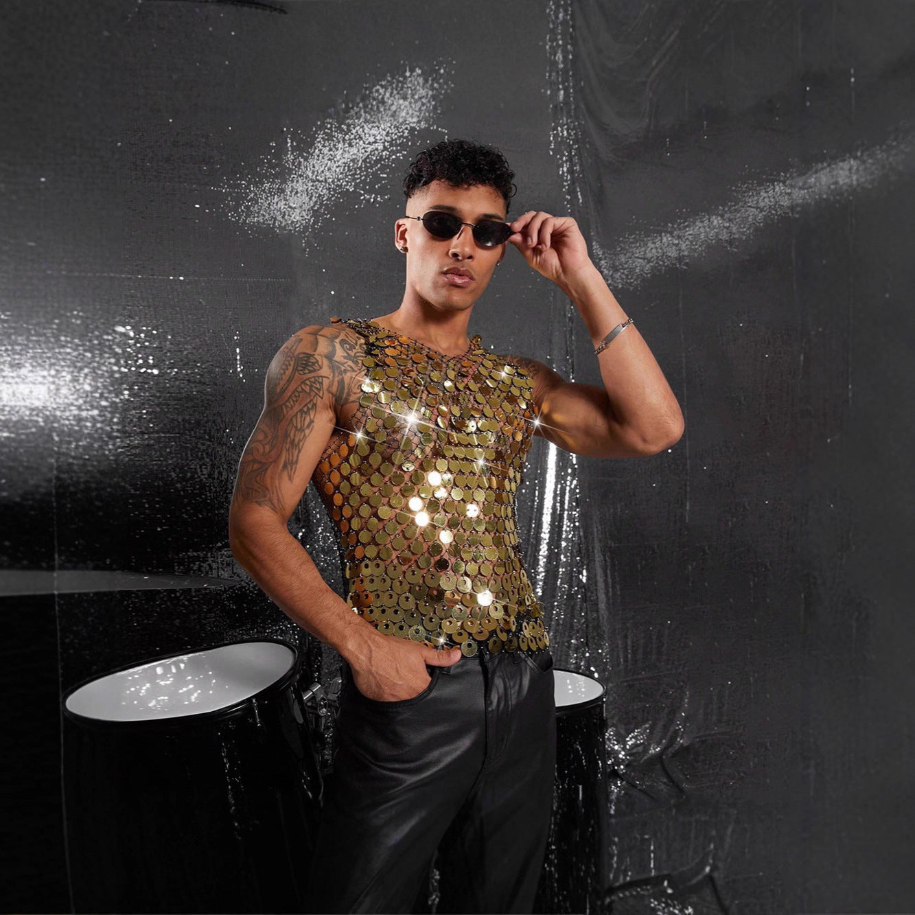 European And American Men's Hollow Vest Top