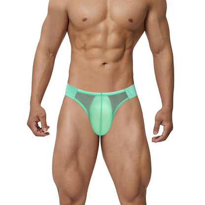 Sexy Low Waist High Fork Men's Briefs Ultra-thin Ice Silk