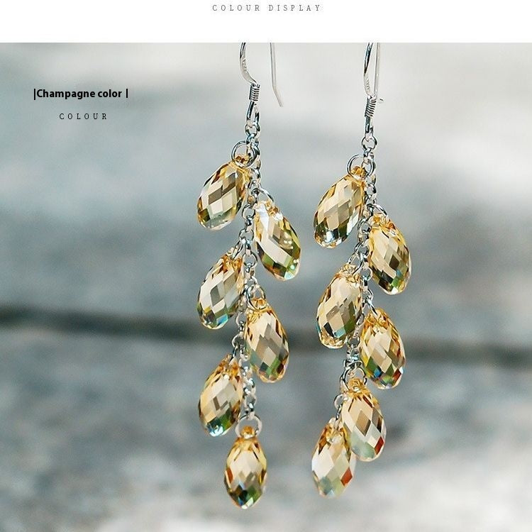 Bead Curtain Silver Needle Jewelry Crystal Earrings